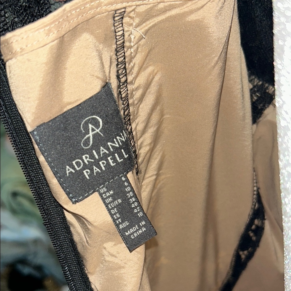 Adrianna Papell Black Tan Off-Shoulder Flutter Sleeve Mini Dress - Picture 10 of 11